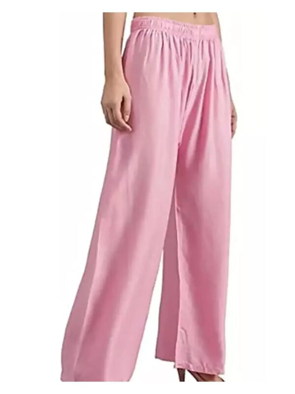 Solid Pink Rayon Palazzo Pants for Women