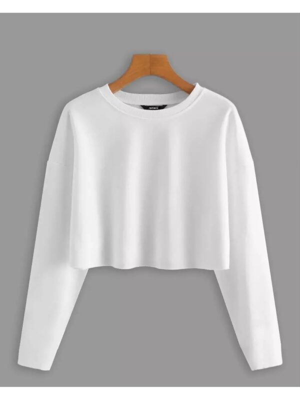 Solid Long Sleeve Crop Top for Women