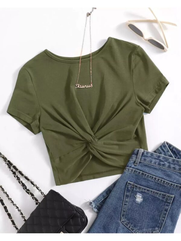 Solid Twist Crop Top for Women