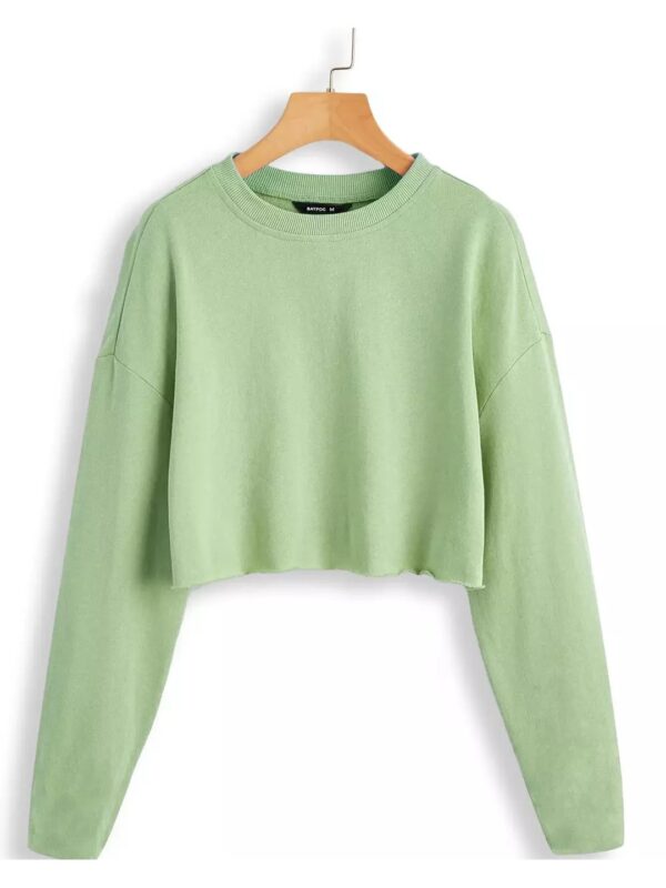 Solid Cropped Sweatshirt for Women