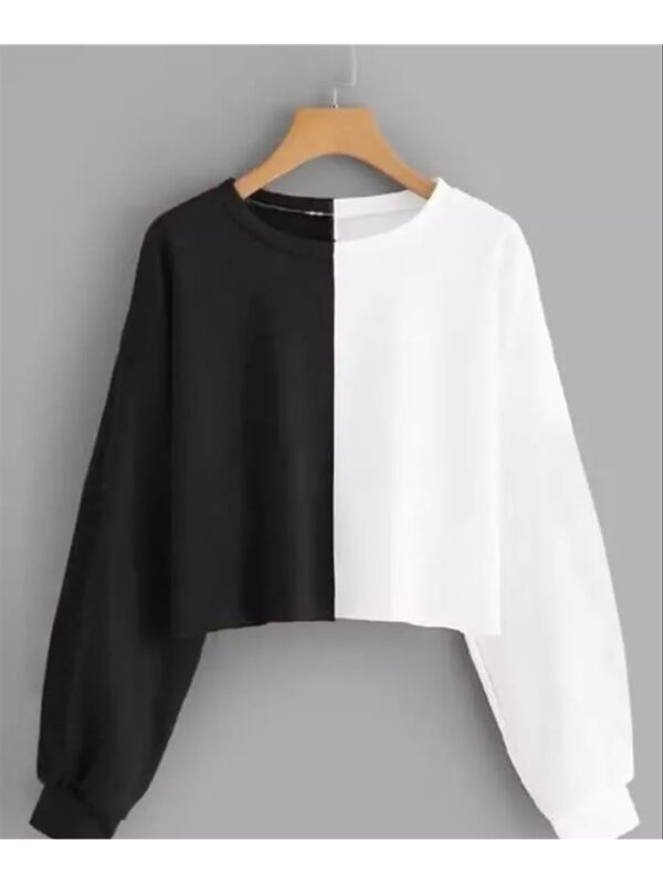 Colour-Blocked Cropped Sweatshirt for Women