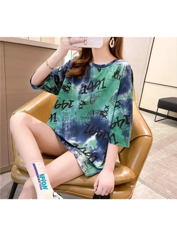 Tie-Dye Printed Oversized Top for Women