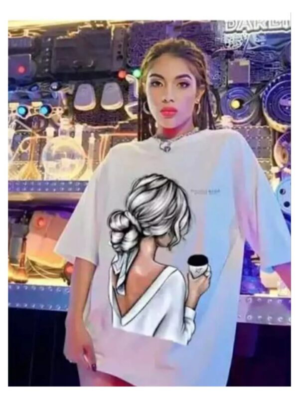 Elegant Girl Printed Oversized Top for Women