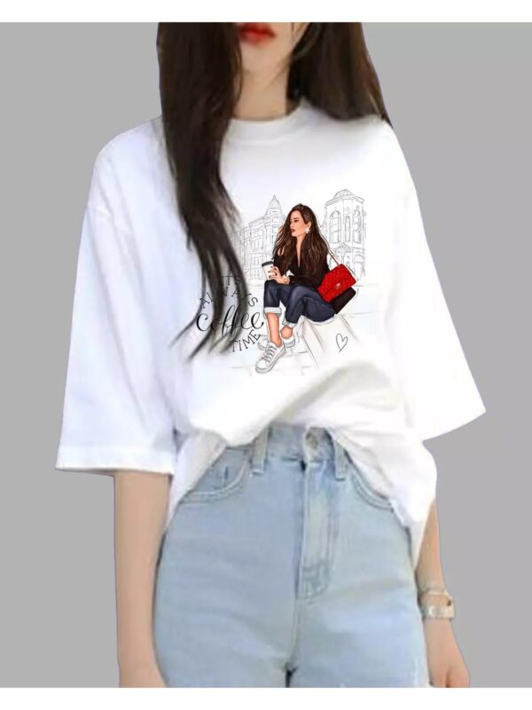 Traveling Girl Oversized Printed Top for Women