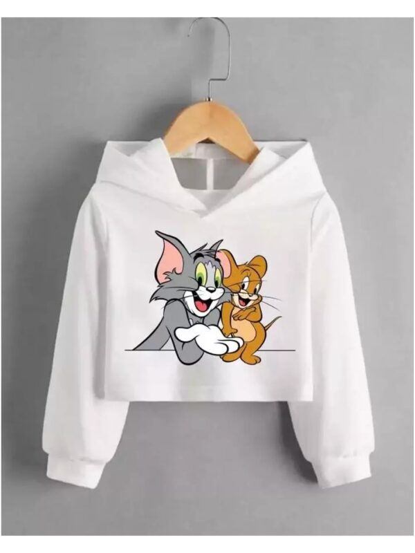 Tom & Jerry Graphics Print Cropped Hoodie for Women
