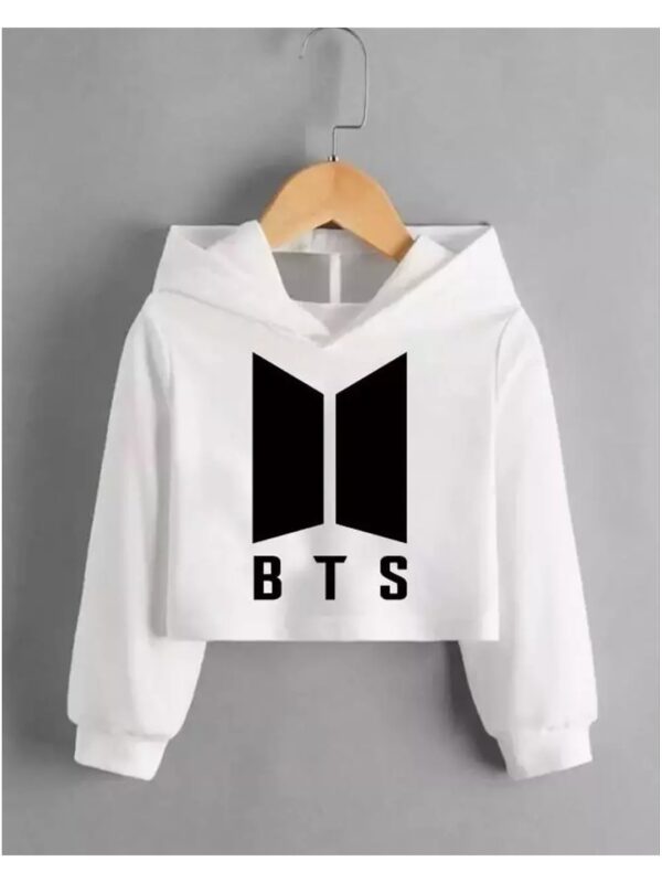 BTS Graphics Print Cropped Hoodie for Women