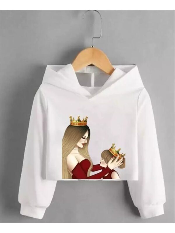 Queen Mother-Daughter Graphics Print Cropped Hoodie for Women