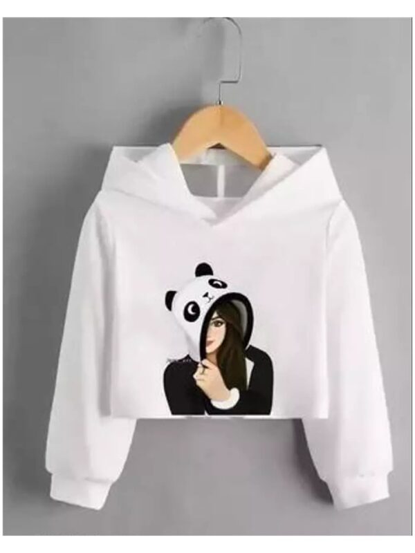 Panda Girl Graphics Print Cropped Hoodie for Women