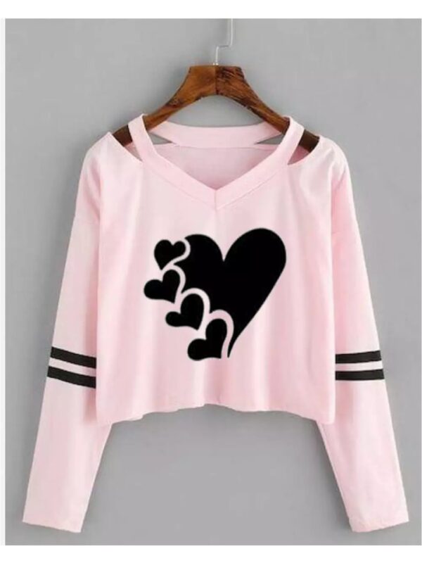 Hearts Graphics Print Cut-Out Crop Top for Women