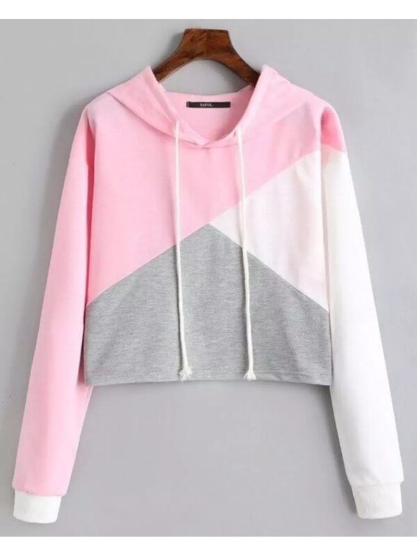 Colour-Blocked Cropped Hoodie for Women
