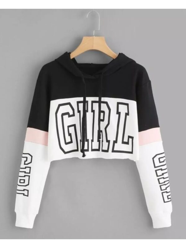 Girl Graphics Print Cropped Hoodie for Women