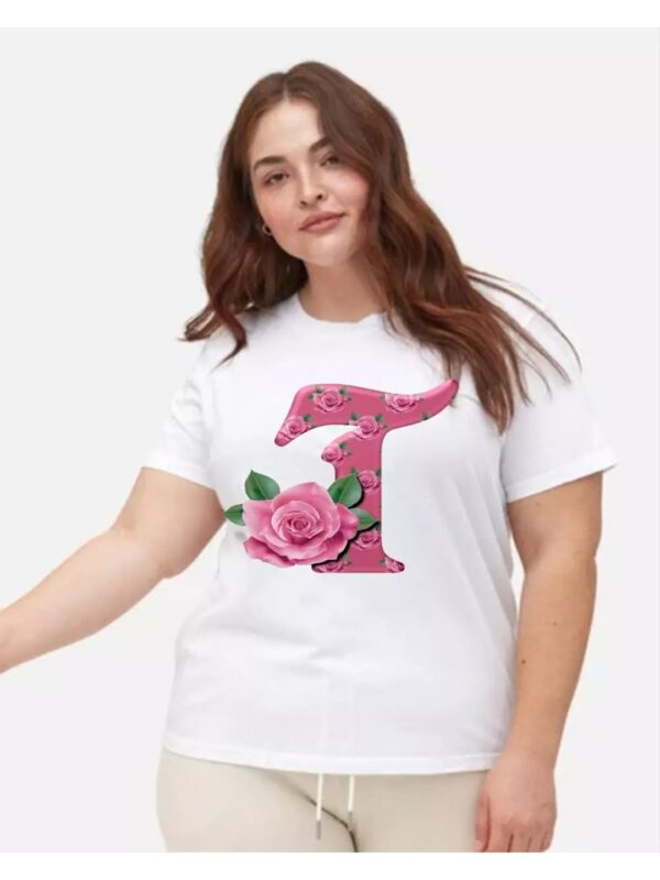 T Letter Rose Graphics Print Regular Top for Women