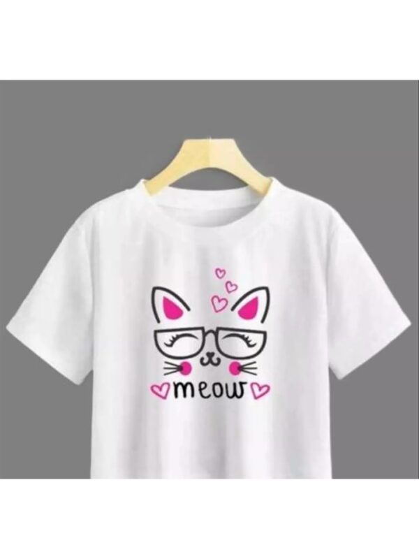 Cute Cat Graphics Print Crop Top for Women