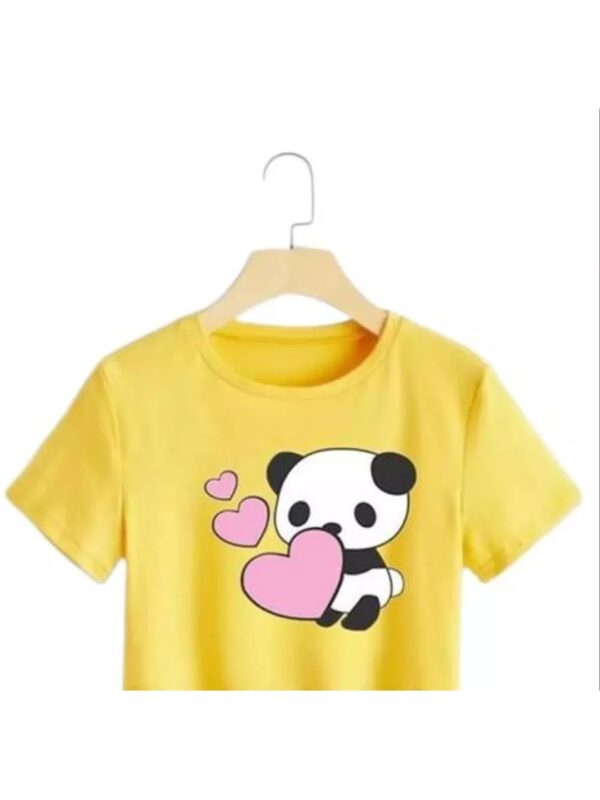 Cute Panda Graphics Print Crop Top for Women