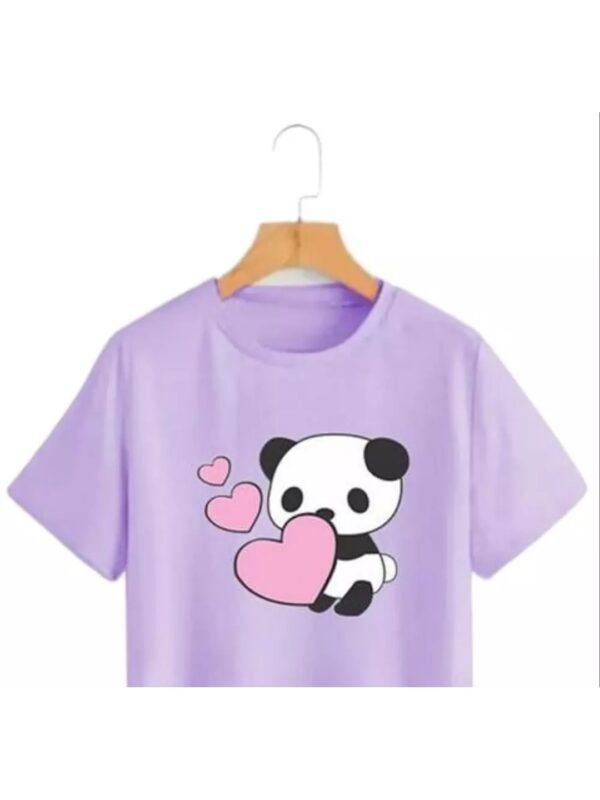 Cute Panda Graphics Print Crop Top for Women