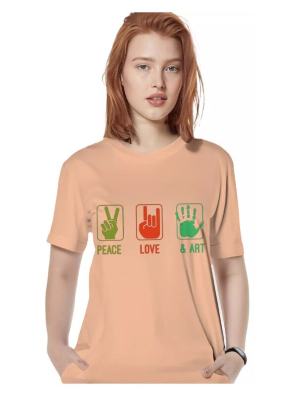 Peace Love and Art Print Oversized T-shirt for Women