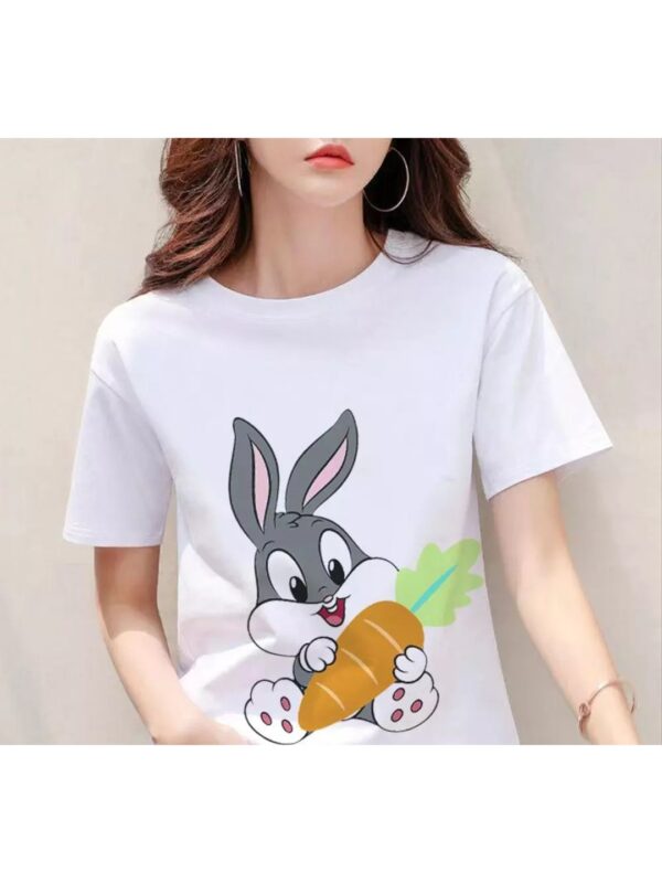 Cute Rabbit Printed Oversized T-shirt for Women