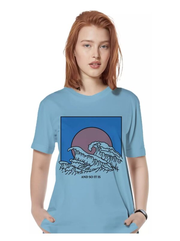 Ocean Waves Printed Oversized T-shirt for Women