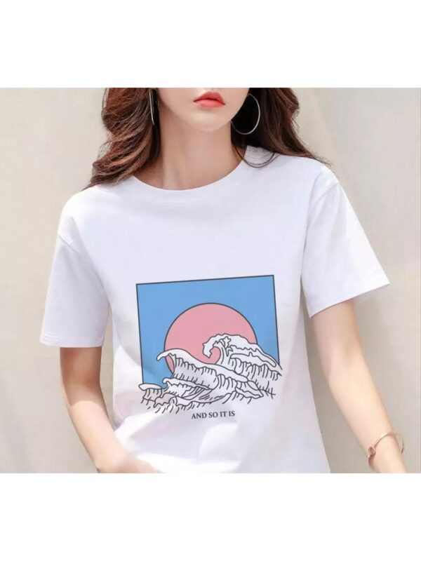 Ocean Waves Printed Oversized T-shirt for Women