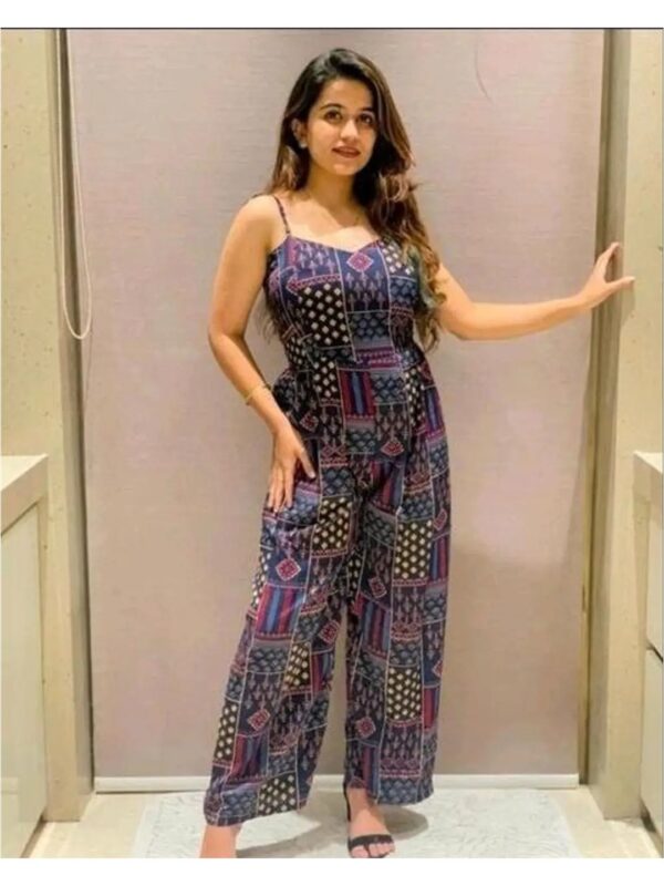 Gujarati Print Sleeveless Jumpsuit for Women