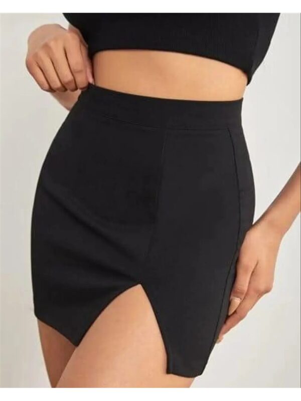 Solid Bodycon Mini Slit Skirt for Women