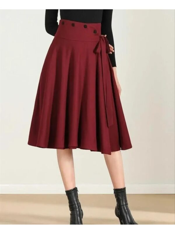 Solid Wrap A-Line Midi Skirt for Women