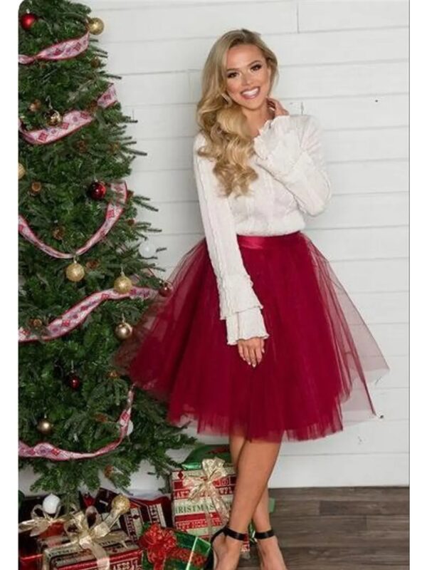 Solid Flared Mini Tulle Skirt for Women