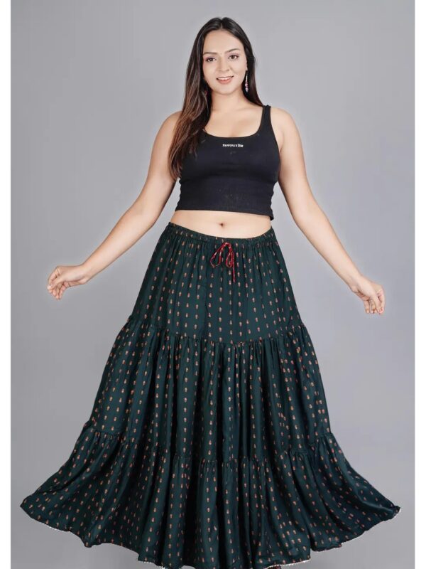 Printed Flared Tiered Maxi Skirt for Women