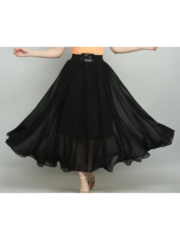 Black Solid Georgette Maxi Skirt for Women