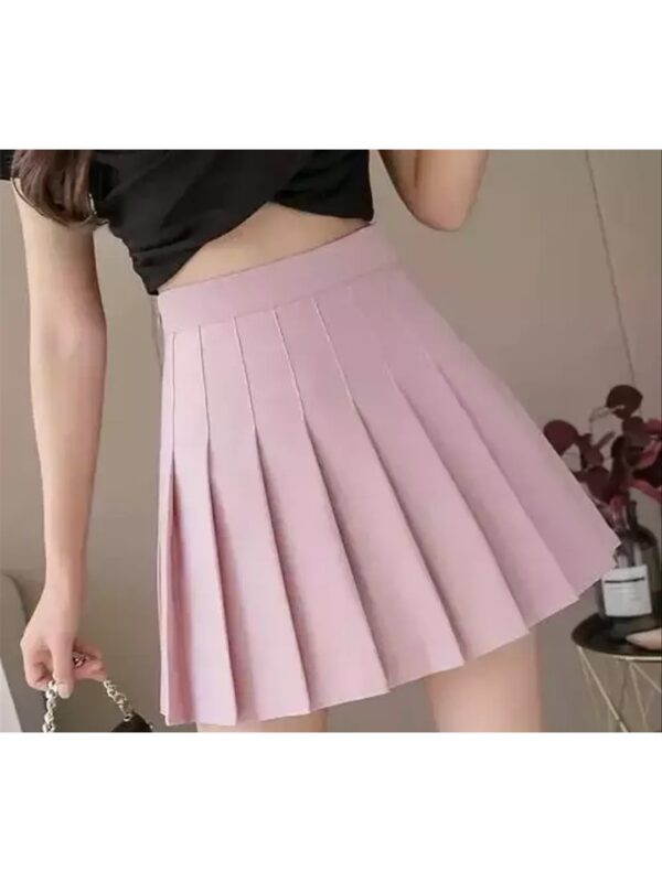 Solid Pleated Mini A-Line Skirt for Women