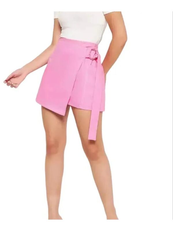 Solid Adjustable Wrap Mini Skort for Women