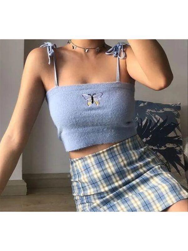 Blue Checked Mini Pencil Skirt for Women