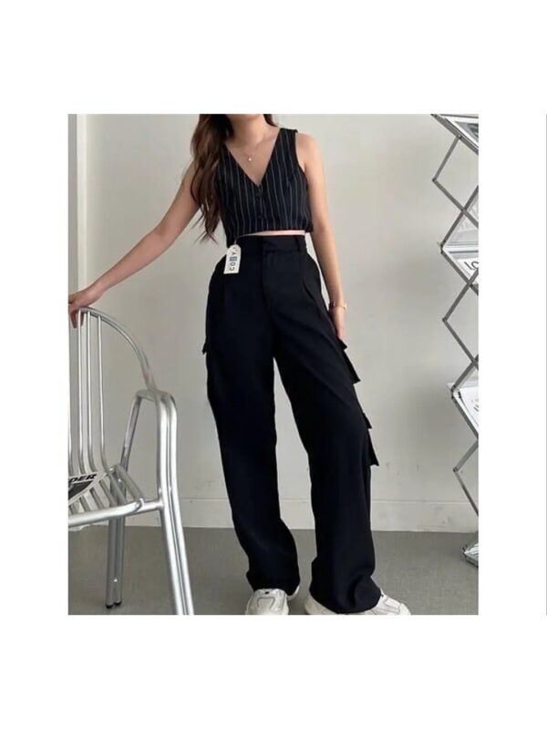 Solid Korean Baggy Cargo Pants for Women