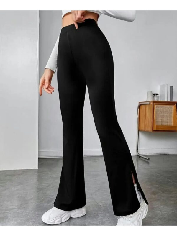 Solid Korean Slit Bootcut Trousers for Women