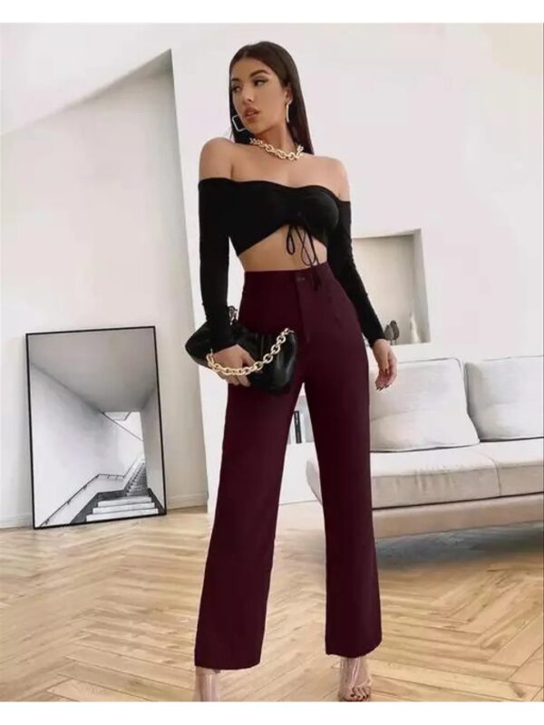 Solid Korean Straight Trousers for Women