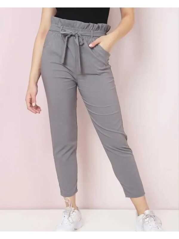 Solid Skinny Waist Belt Trousers for Women