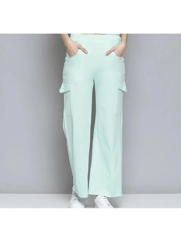 Solid Cotton Cargo Pants for Women