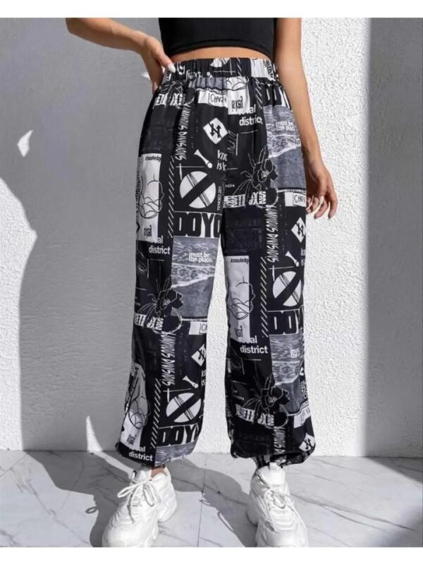 Gothic Grunge Printed Black Joggers for Women