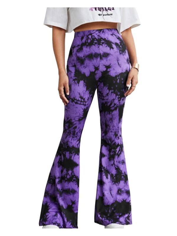 Purple Tie-Dye Bootcut Pants for Women