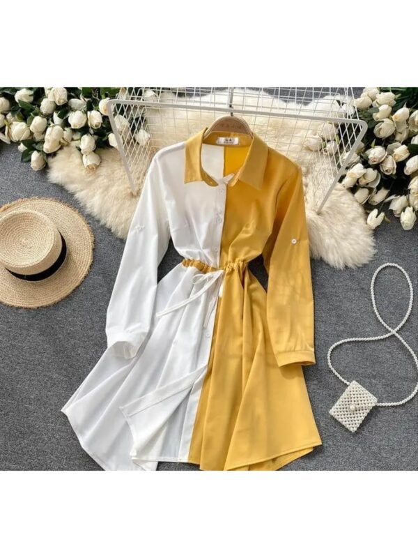 Colourblocked Midi Shirt Dress for Women