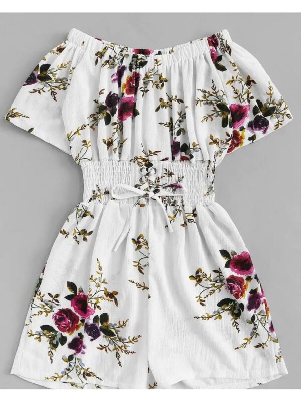 Floral Off-Shoulder Smocked Mini Dress for Women