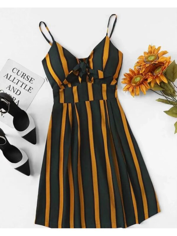 Vertical Stripes Midi Bralette Dress for Women