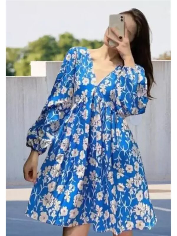 Floral V-neck Midi Dress for Women