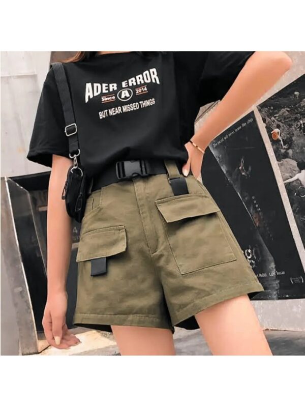 Solid Brown Cargo Shorts for Women