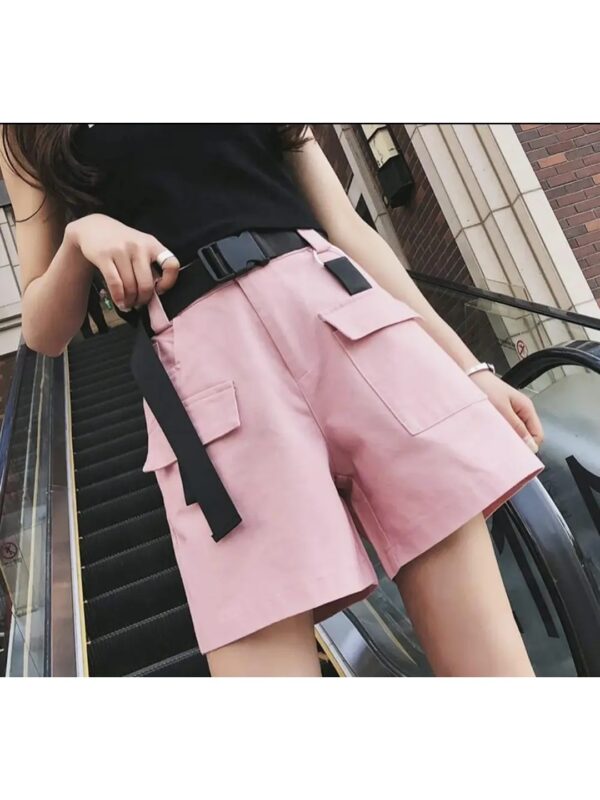 Solid Pink Cargo Shorts for Women