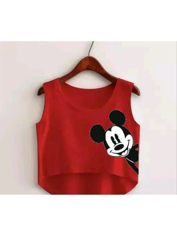 Sleeveless Mickey Mouse High Low Crop Top for Women