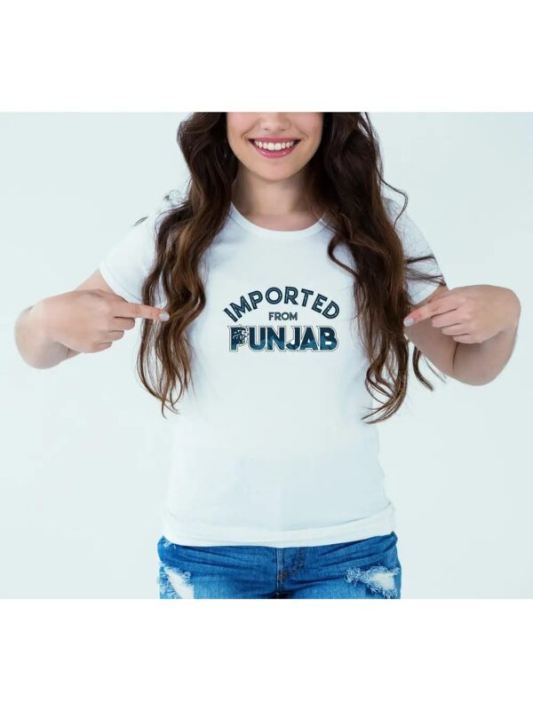 Imported From Punjab Typography White T-shirt for Women