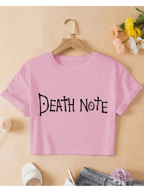 Death Note Typography Pink Crop Top for Women