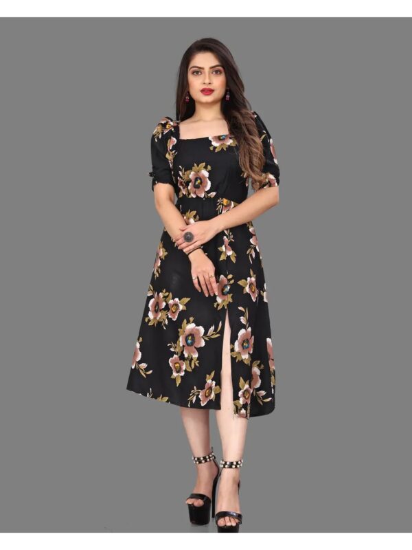 Floral Fit and Flare Slit Midi Dress for Women