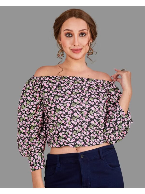Multicolour Floral Off-Shoulder Crop Top for Women
